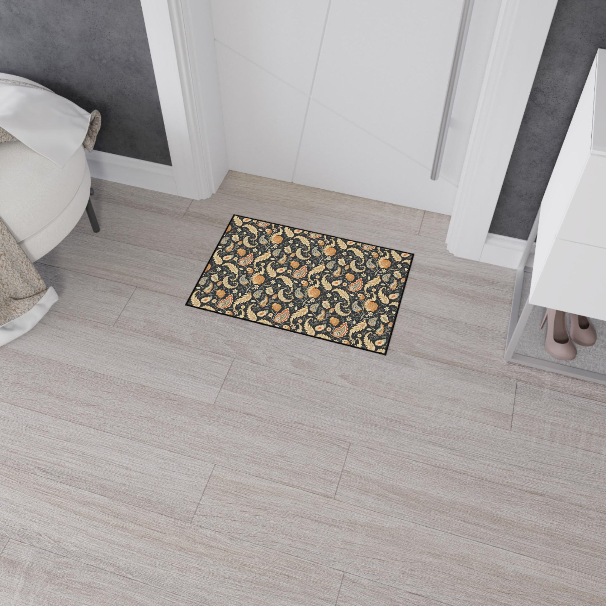 Stylish Heavy Duty Floor Mat with Floral Design - Perfect for Entryway, Kitchen, or Office, Non-Slip, Decorative, Durable
