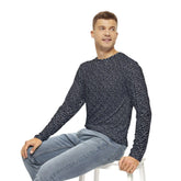 Mens Long Sleeve Print Shirt - Geometric Keys Design, Casual Mens Top, Everyday Wear, Birthday Gift, Lightweight Layering