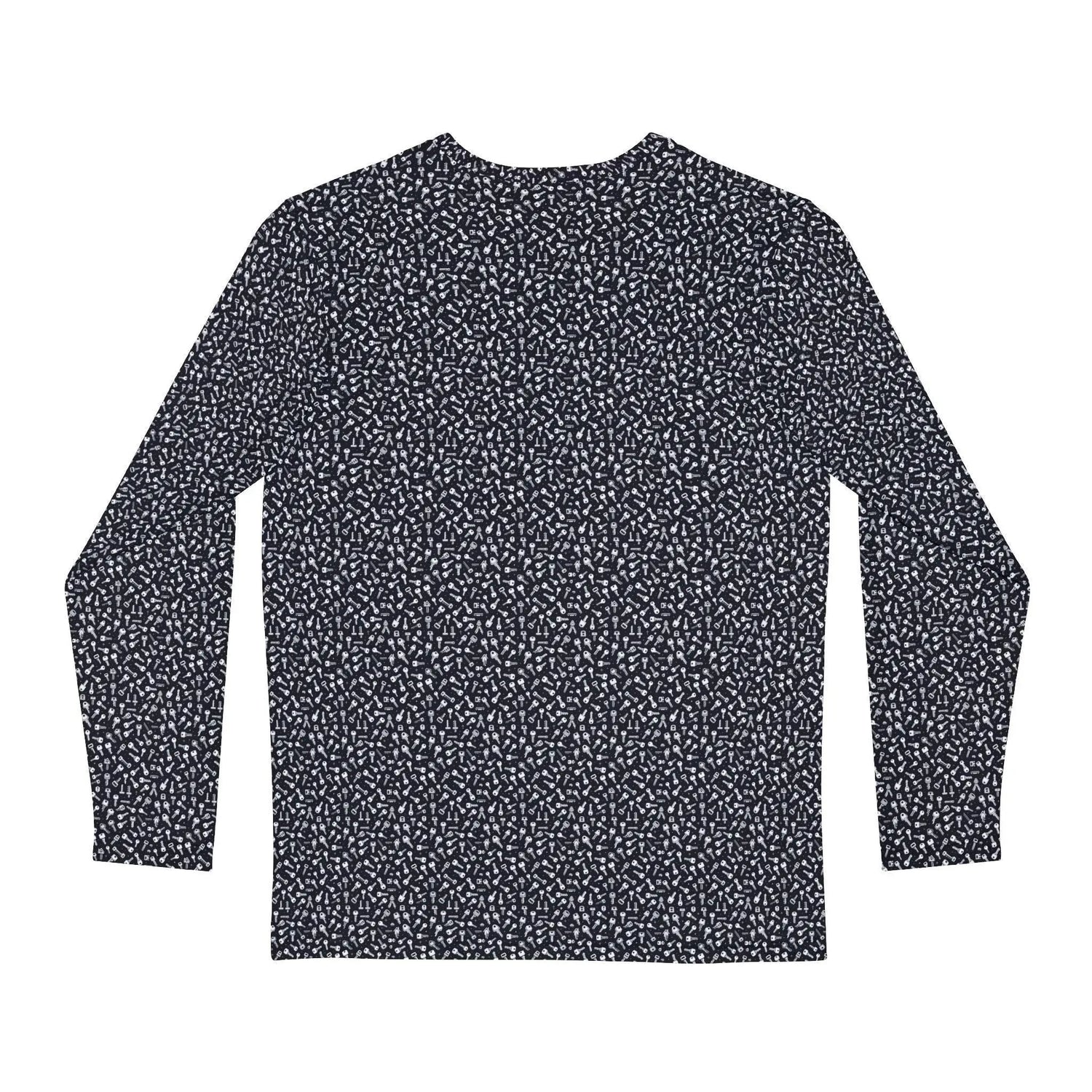 Mens Long Sleeve Print Shirt - Geometric Keys Design, Casual Mens Top, Everyday Wear, Birthday Gift, Lightweight Layering