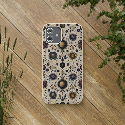 Celestial Biodegradable Phone Case - Eco-Friendly, Floral Design, Sustainable Gift, Perfect for Nature Lovers, Unique Phone Accessory