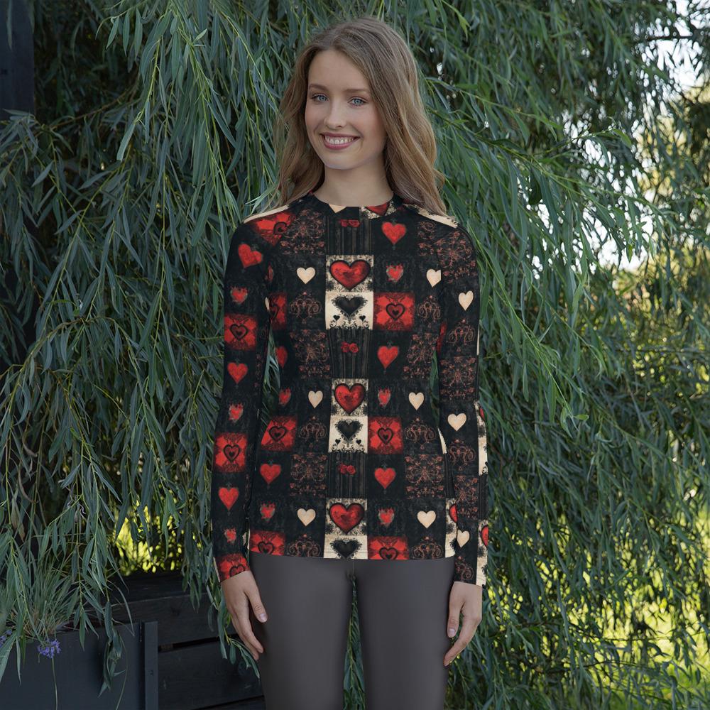 Women&#39;s Stylish Valentine Heart Rash Guard - Casual Everyday Shirt, Trendy & Comfortable, Perfect for Valentine&#39;s Day or Everyday Wear