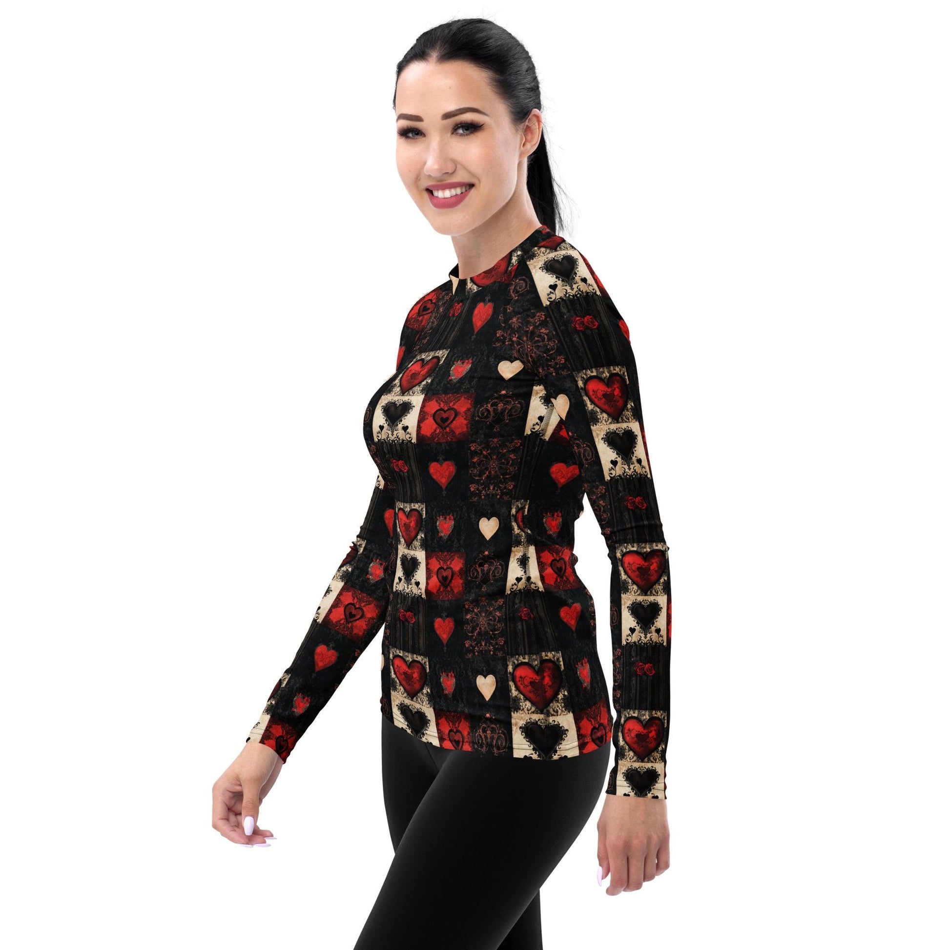 Women&#39;s Stylish Valentine Heart Rash Guard - Casual Everyday Shirt, Trendy & Comfortable, Perfect for Valentine&#39;s Day or Everyday Wear