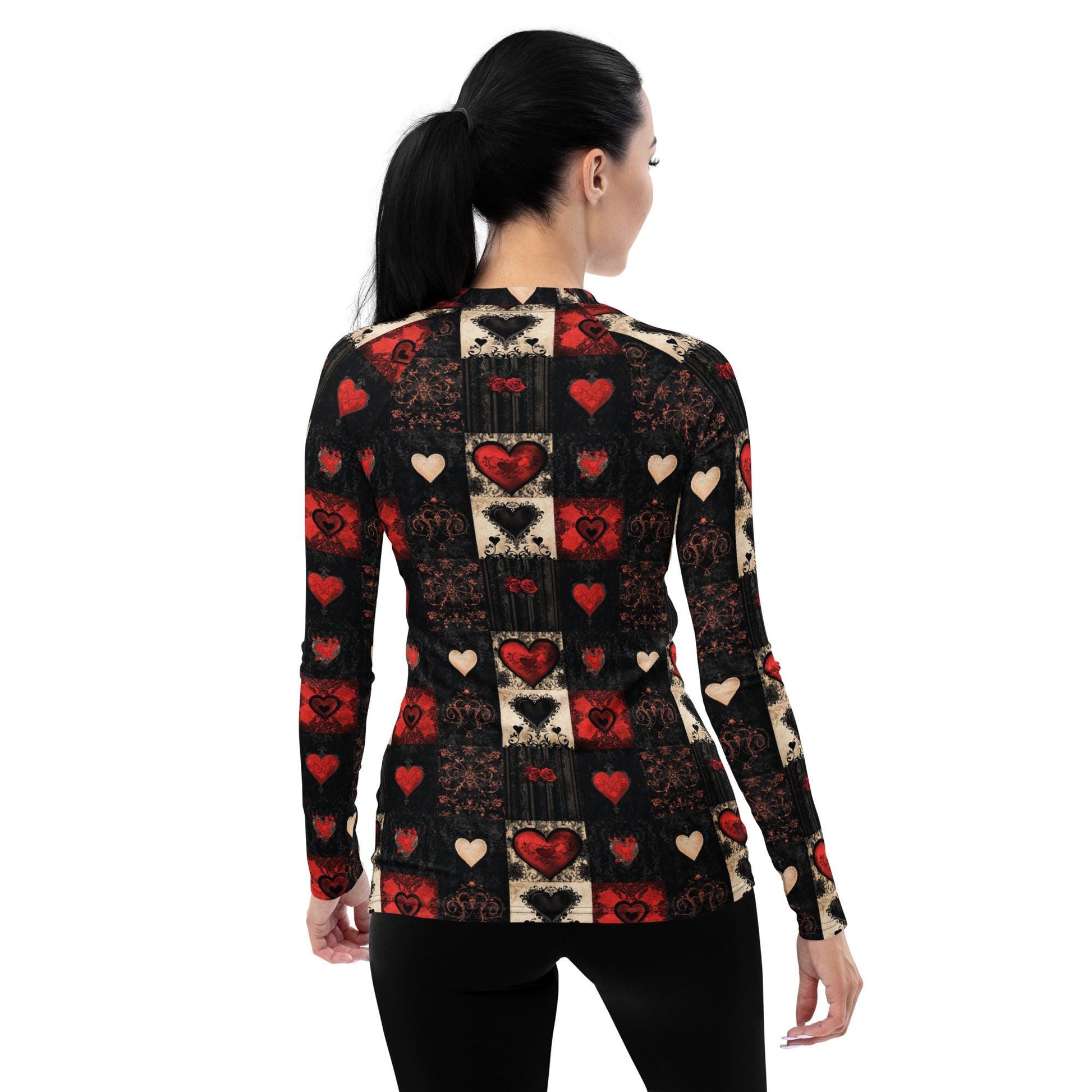 Women&#39;s Stylish Valentine Heart Rash Guard - Casual Everyday Shirt, Trendy & Comfortable, Perfect for Valentine&#39;s Day or Everyday Wear