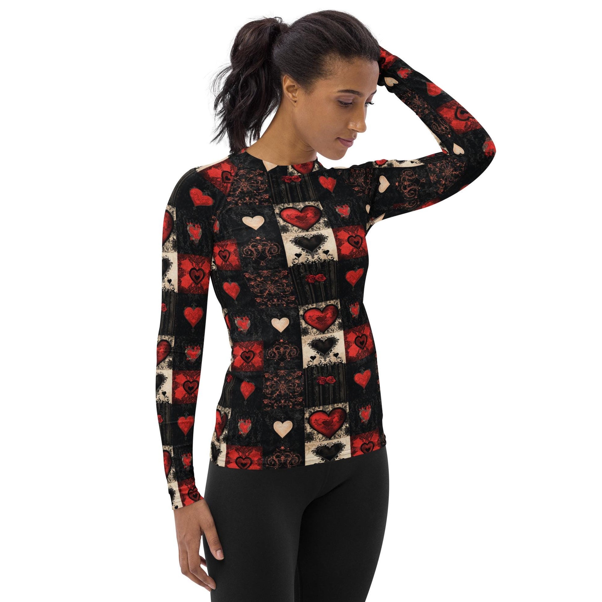 Women&#39;s Stylish Valentine Heart Rash Guard - Casual Everyday Shirt, Trendy & Comfortable, Perfect for Valentine&#39;s Day or Everyday Wear