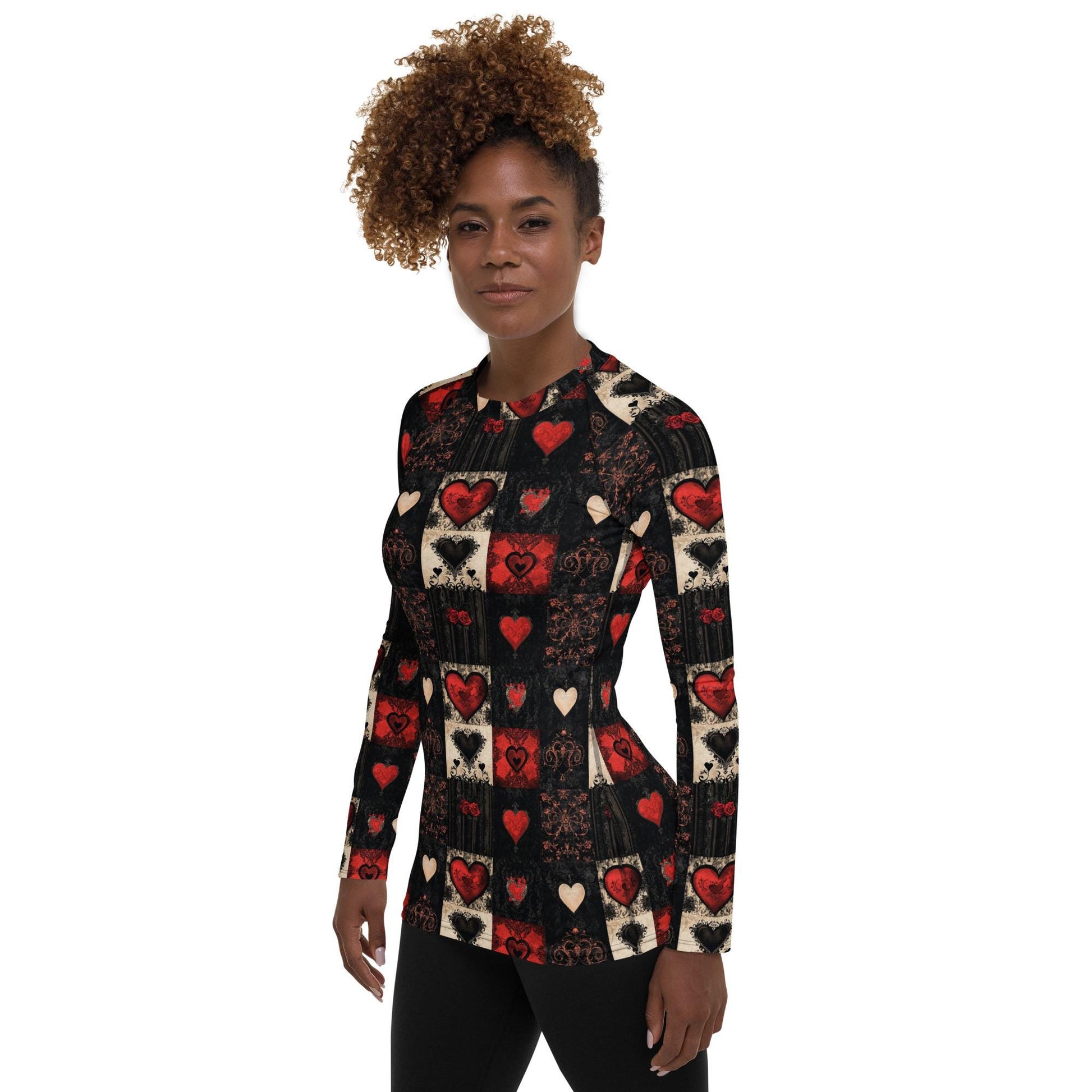 Women&#39;s Stylish Valentine Heart Rash Guard - Casual Everyday Shirt, Trendy & Comfortable, Perfect for Valentine&#39;s Day or Everyday Wear