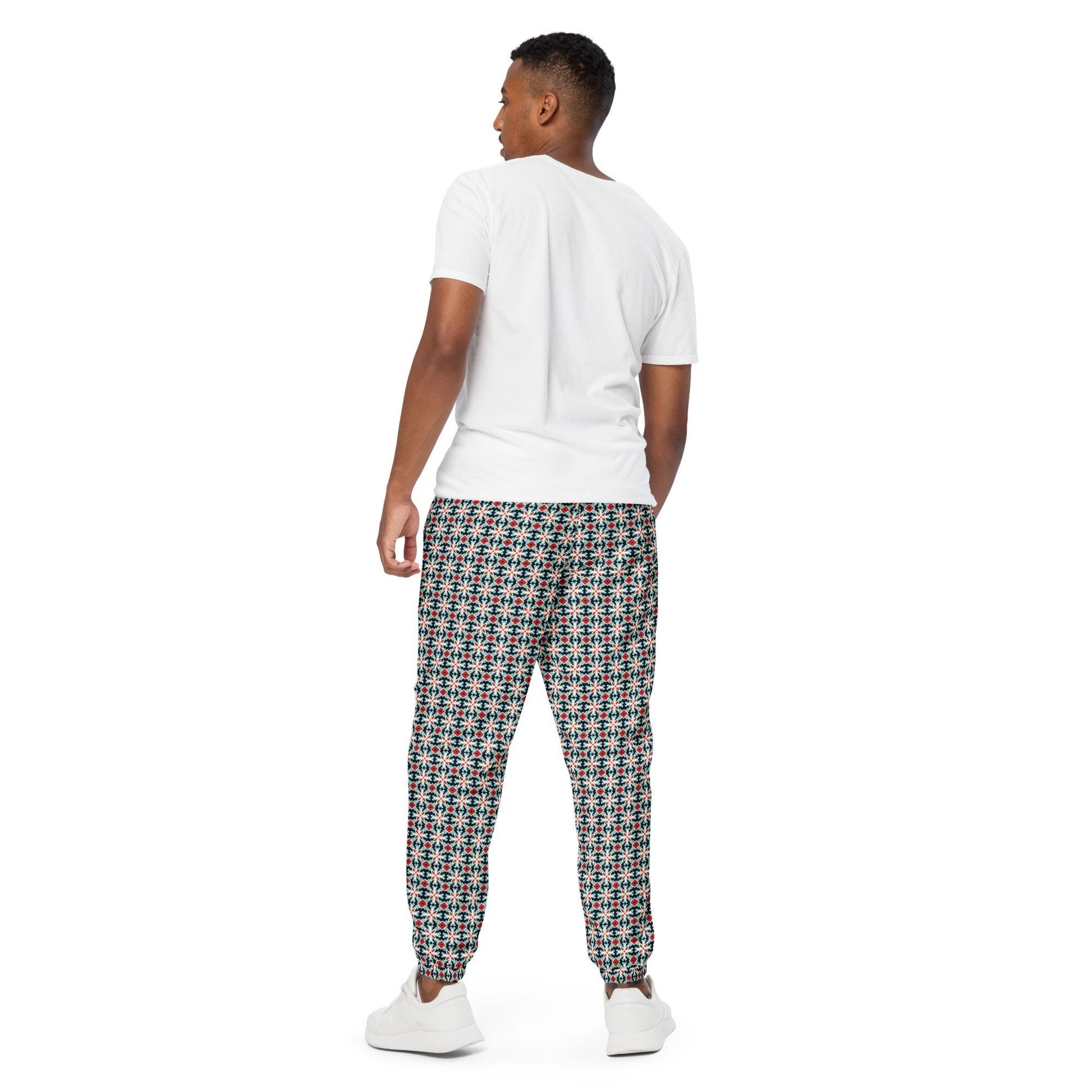 Men&#39;s Stylish Geometric Print Track Pants - Trendy All-Over Pattern, Comfortable Fashionable Athletic Wear for Casual & Active Days