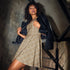 Womens Trendy White Gold Floral Skater Dress - Elegant Allover Print, Perfect for Parties, Weddings, or Special Occasions