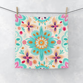Vibrant Floral Face Towel, Bohemian Hand Towel, Bathroom Decor, Spa Gift, Beach Towel, Eco-friendly Washcloth