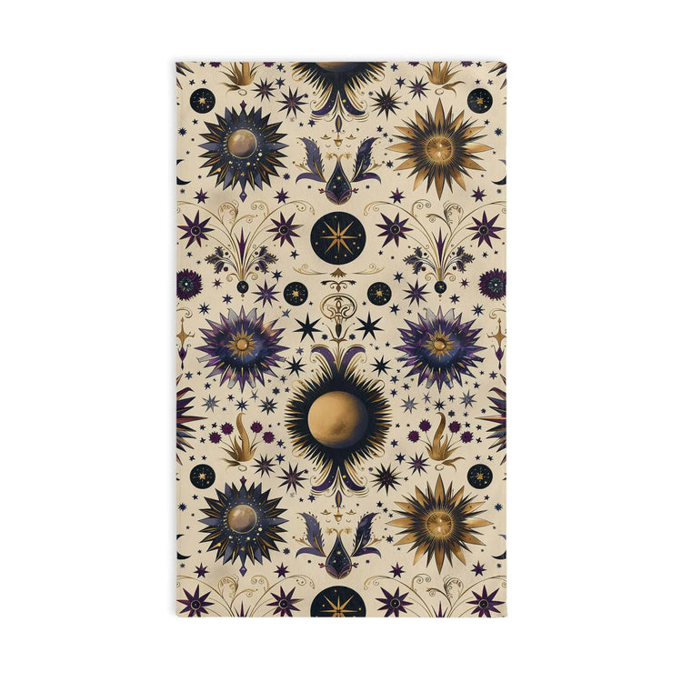 Celestial Hand Towel - Cosmic Decor, Starry Kitchen Towel, Astrology Gift, Boho Bathroom Accessory, Sun and Moon Towel