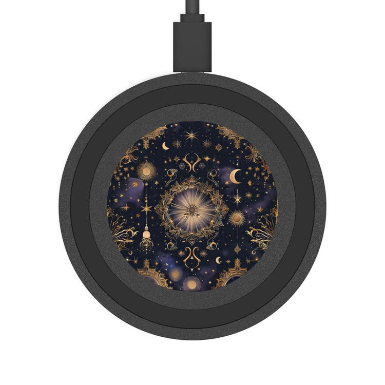 Celestial Quake Wireless Charging Pad - Starry Design, Galaxy Decor, Tech Gift, Eco-Friendly Gadget Holder, Home Office Desk Accessory