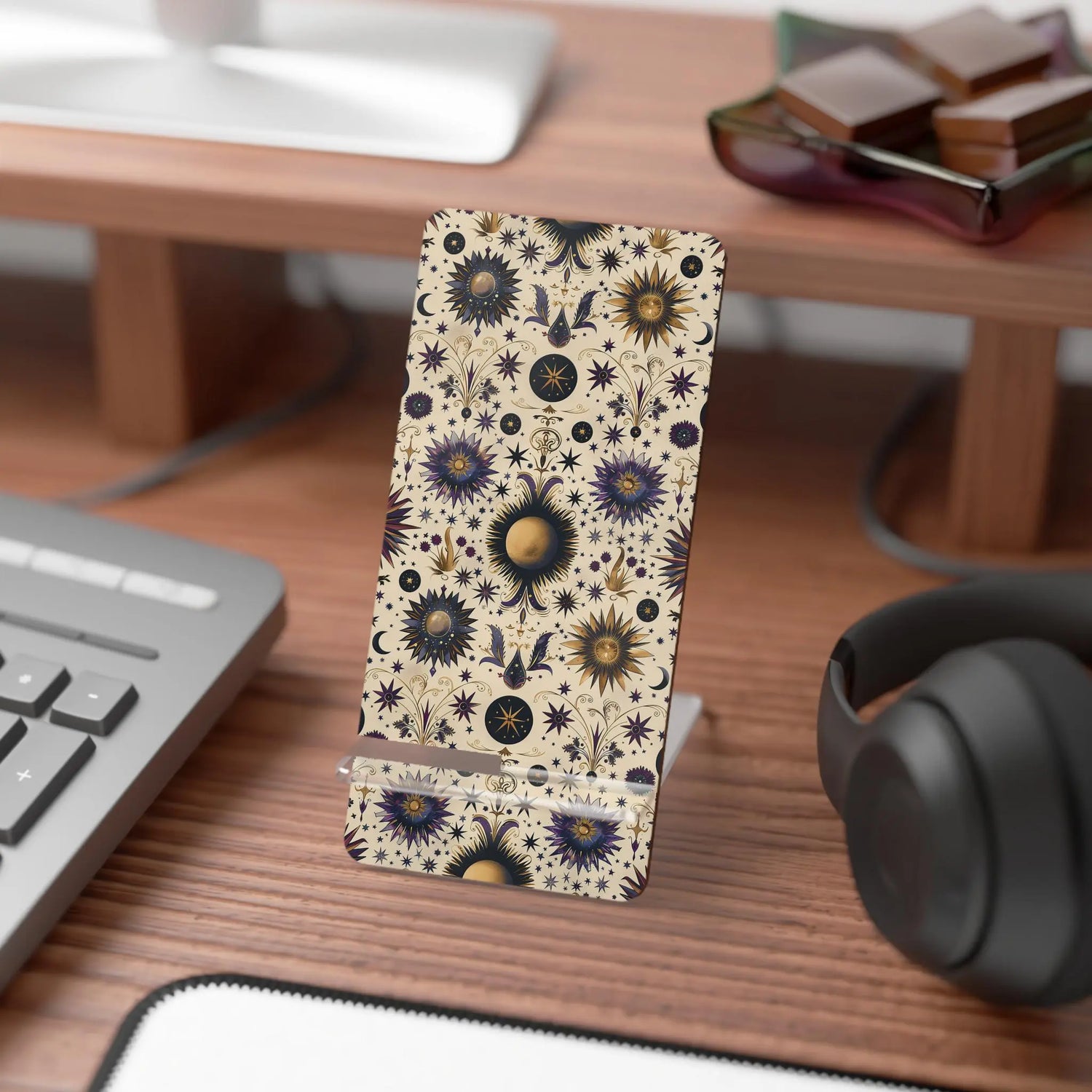 Elegant Smartphone Display Stand, Floral Phone Holder, Cute Desk Organizer, Gift for Her, Office Decor, Aesthetic Tech Stand
