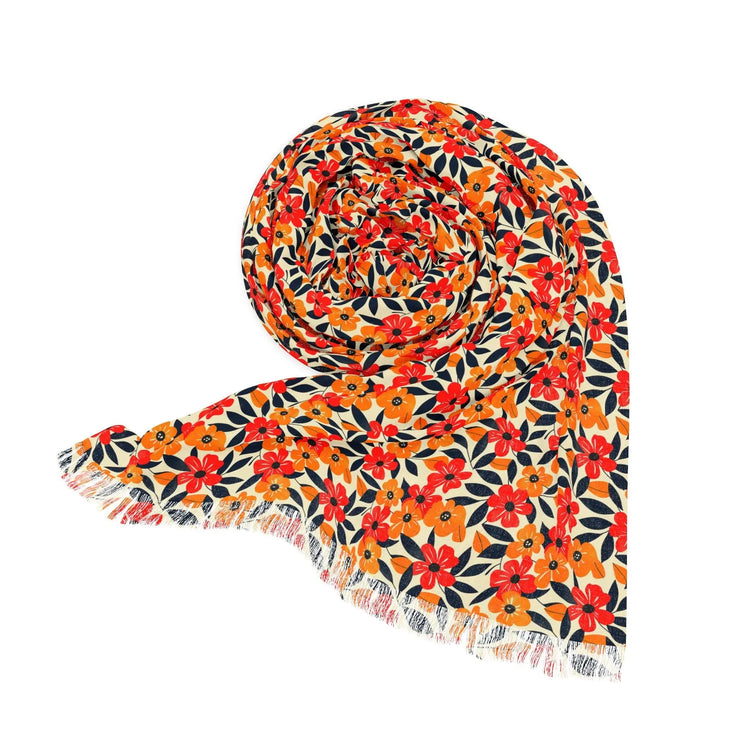 Floral Light Scarf - Stylish Spring Accessory, Perfect for Layering, Gift for Her, Summer Wrap, Celebration Scarf