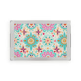 Colorful Floral Acrylic Serving Tray, Boho Kitchen Decor, Bright Home Accessory, Perfect for Entertaining, Gift for Hostess