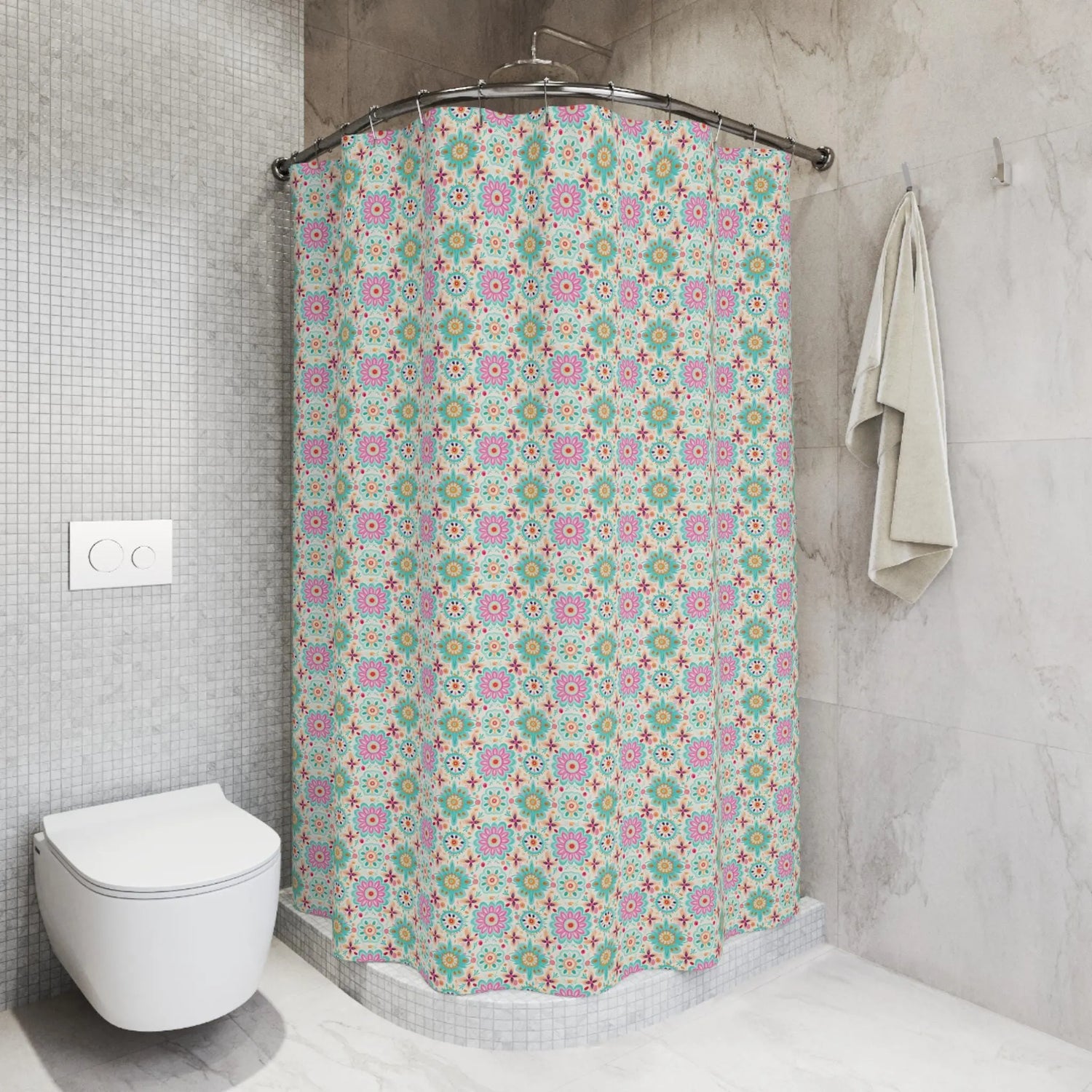 Colorful Floral Shower Curtains - Boho Chic Bathroom Decor, Vibrant Home Accessories, Gift for Housewarming, Summer Vibes, Spa Retreat