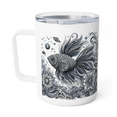 Elegant Insulated Coffee Mug, 10oz | Bohemian Floral Design for Home, Office or Travel, Perfect Gift for Coffee Lovers, Nature Enthusiasts