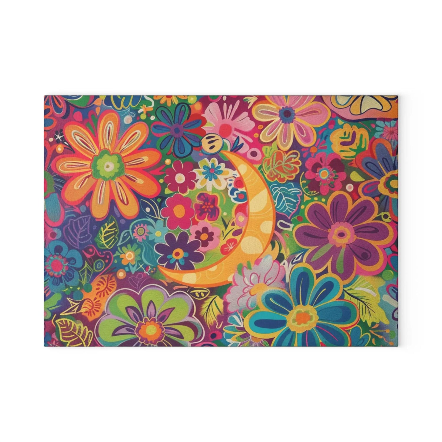 Vibrant Floral Glass Cutting Board, Colorful Kitchen Décor, Gift for Her, Housewarming, Wedding, Cooking Enthusiasts