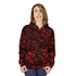 Romantic Heart Pattern Womens Zip Hoodie, Cozy Sweatshirt, Valentine&