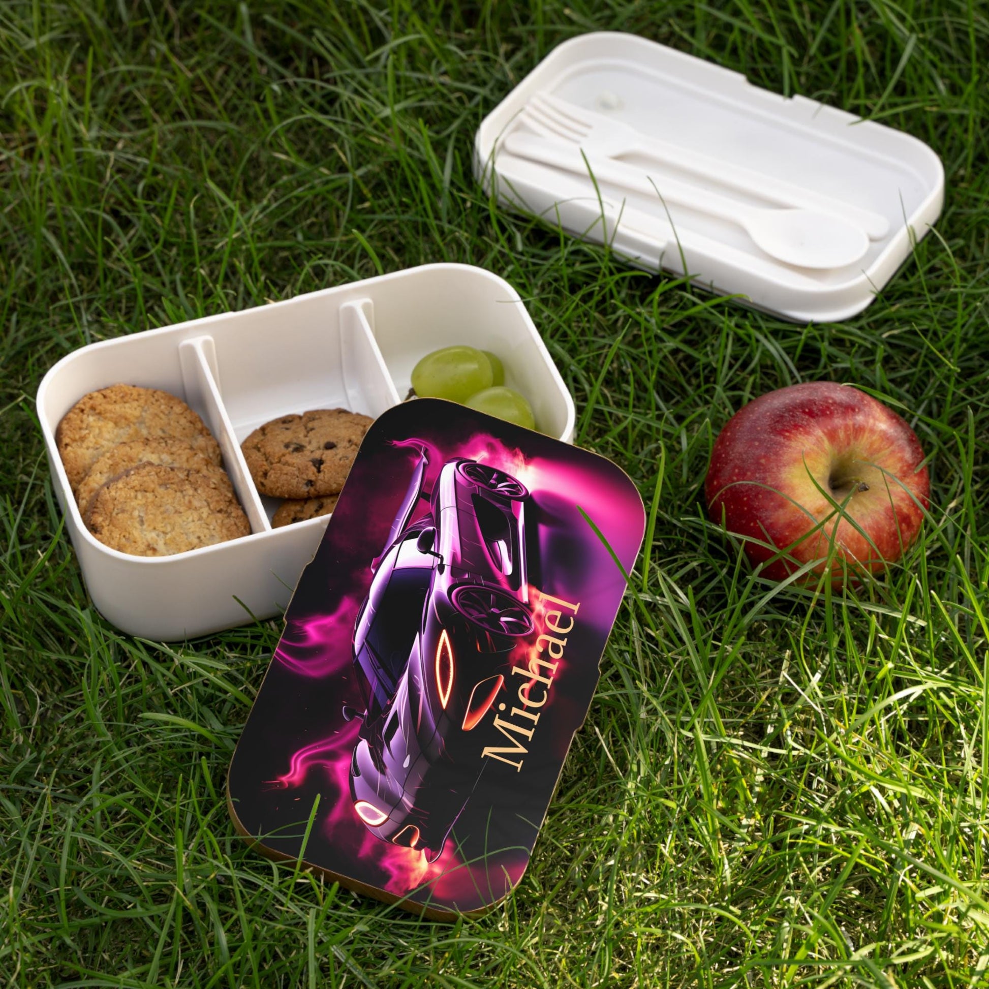 Personalized Bento Lunch Box for Kids, Stylish Car Design for School, Unique Gift, Meal Prep Container, Custom Lunch Box