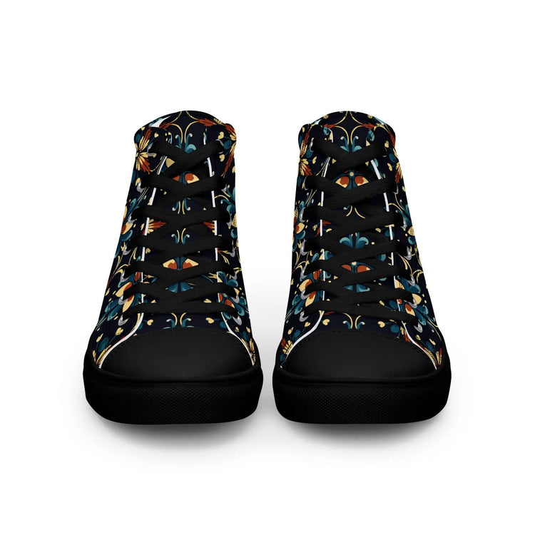 Men’s Vibrant Geometrical AOP High Top Shoes - Bold All-Over Print, Trendy Streetwear Sneakers, Unique Fashion Footwear