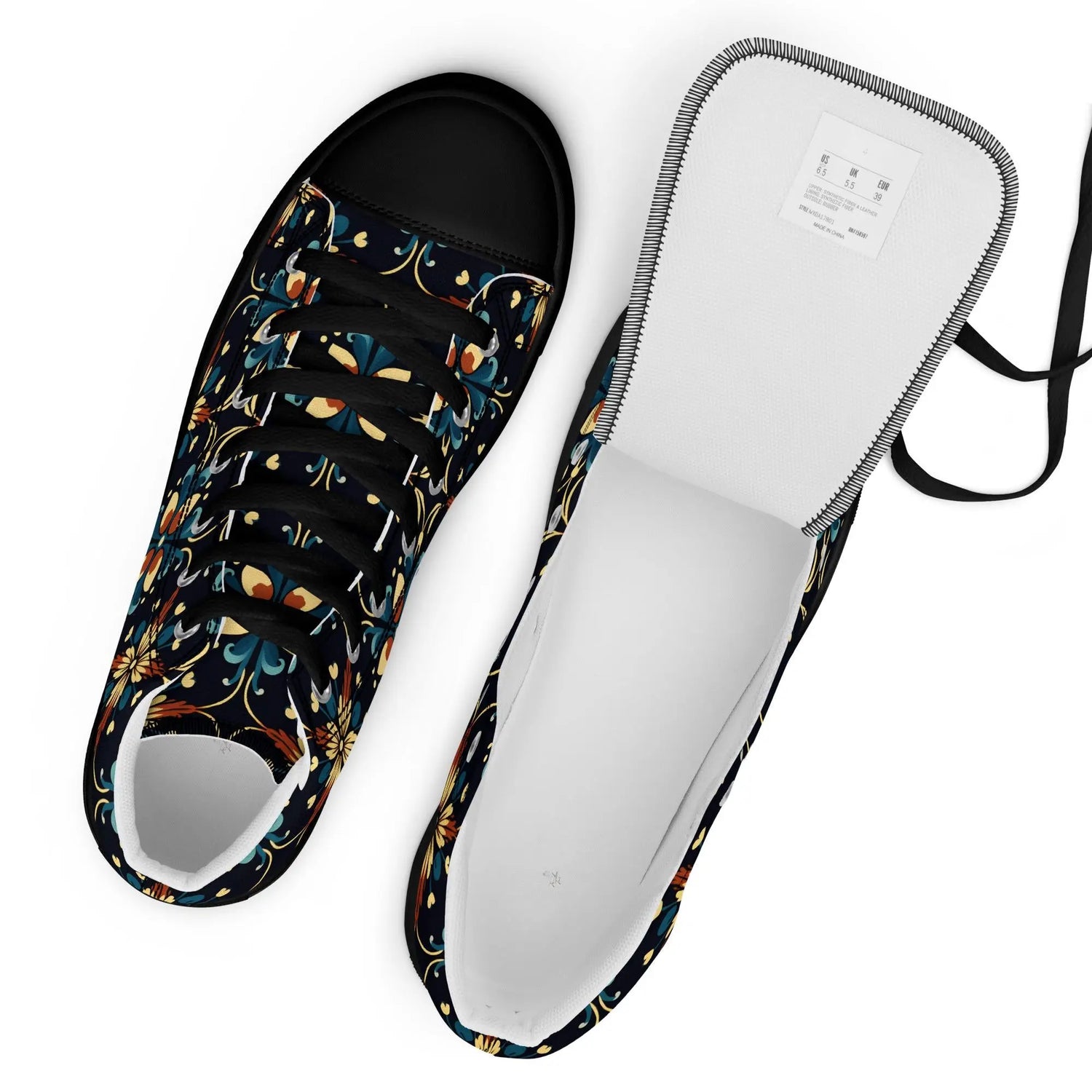 Men’s Vibrant Geometrical AOP High Top Shoes - Bold All-Over Print, Trendy Streetwear Sneakers, Unique Fashion Footwear