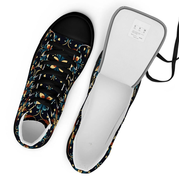 Men’s Vibrant Geometrical AOP High Top Shoes - Bold All-Over Print, Trendy Streetwear Sneakers, Unique Fashion Footwear