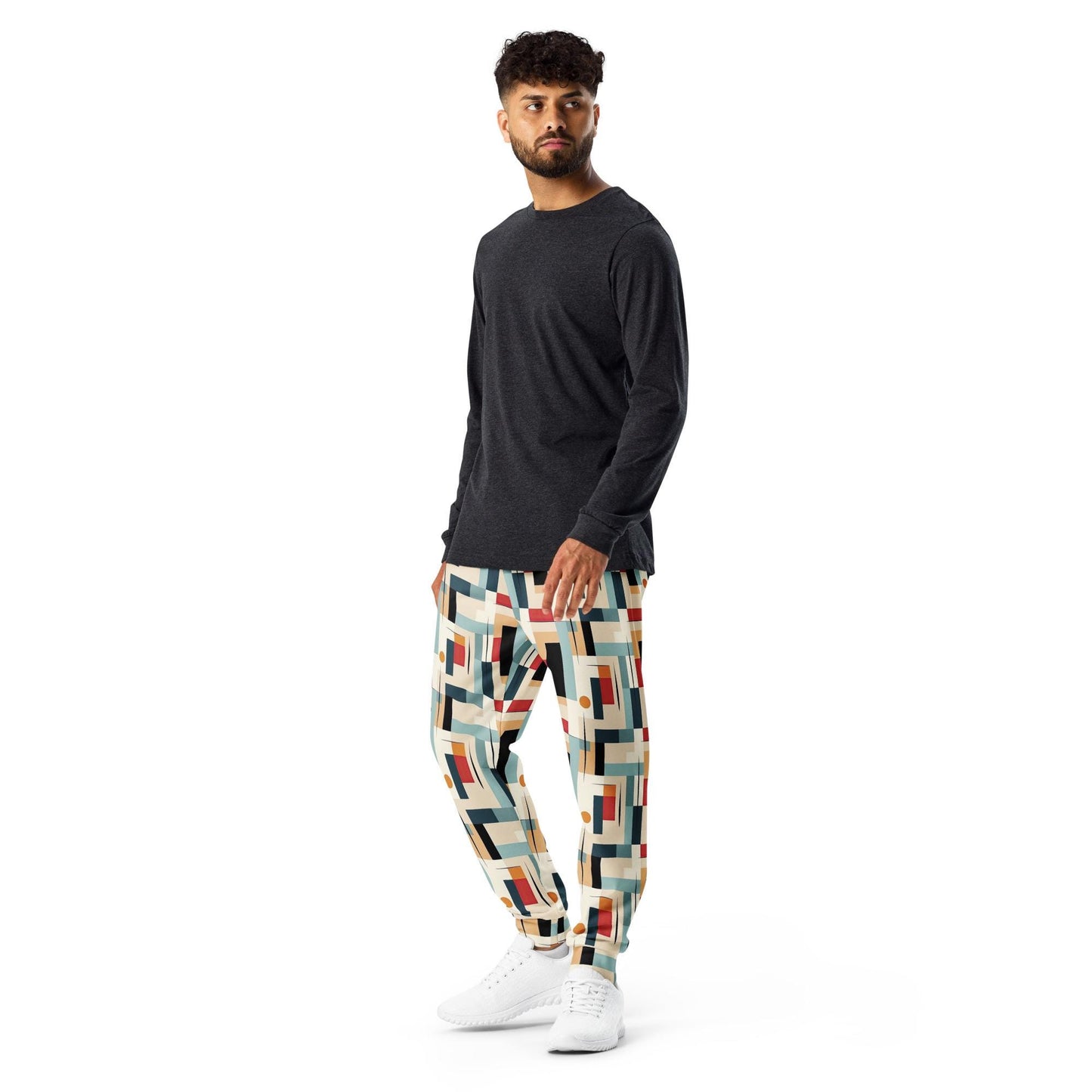 Men&#39;s 90&#39;s Geometrical Print Joggers | Stylish All-Over Pattern | Comfortable & Trendy | Perfect for Casual Wear or Lounging in Retro Style