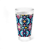 Colorful Floral Mixing Glass, 16oz Drinkware for Parties, Home Bar, Cocktail Lovers, Boho Kitchen Decor, Gift Idea