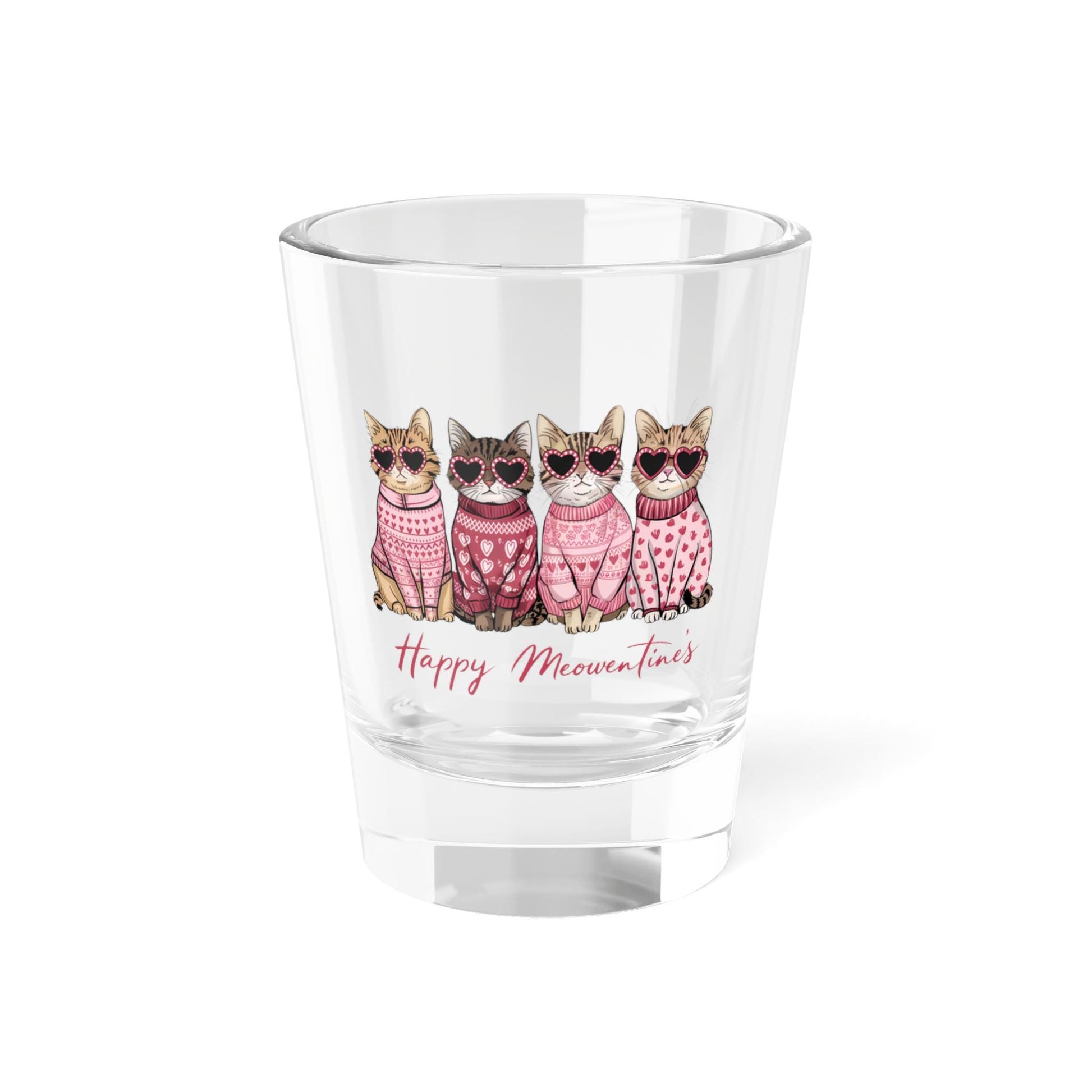 Cute Cat Happy Meowmentine's Shot Glass, Perfect Gift for Cat Lovers, Valentine's Day, Home Bar Decor, Pet Themed Drinkware