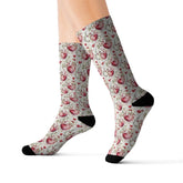 Romantic Hearts Sublimation Socks, Cute Gift for Her, Valentines Gift, Cozy Pair, Everyday Fashion Accessories