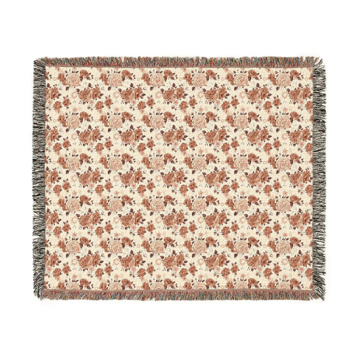 Cozy Woven Blanket, Warm Floral Throw for Home Decor, Blanket for Picnics, Gift for Her, Boho Bedroom Accessory