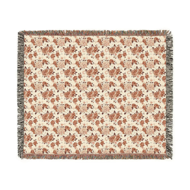 Cozy Woven Blanket, Warm Floral Throw for Home Decor, Blanket for Picnics, Gift for Her, Boho Bedroom Accessory
