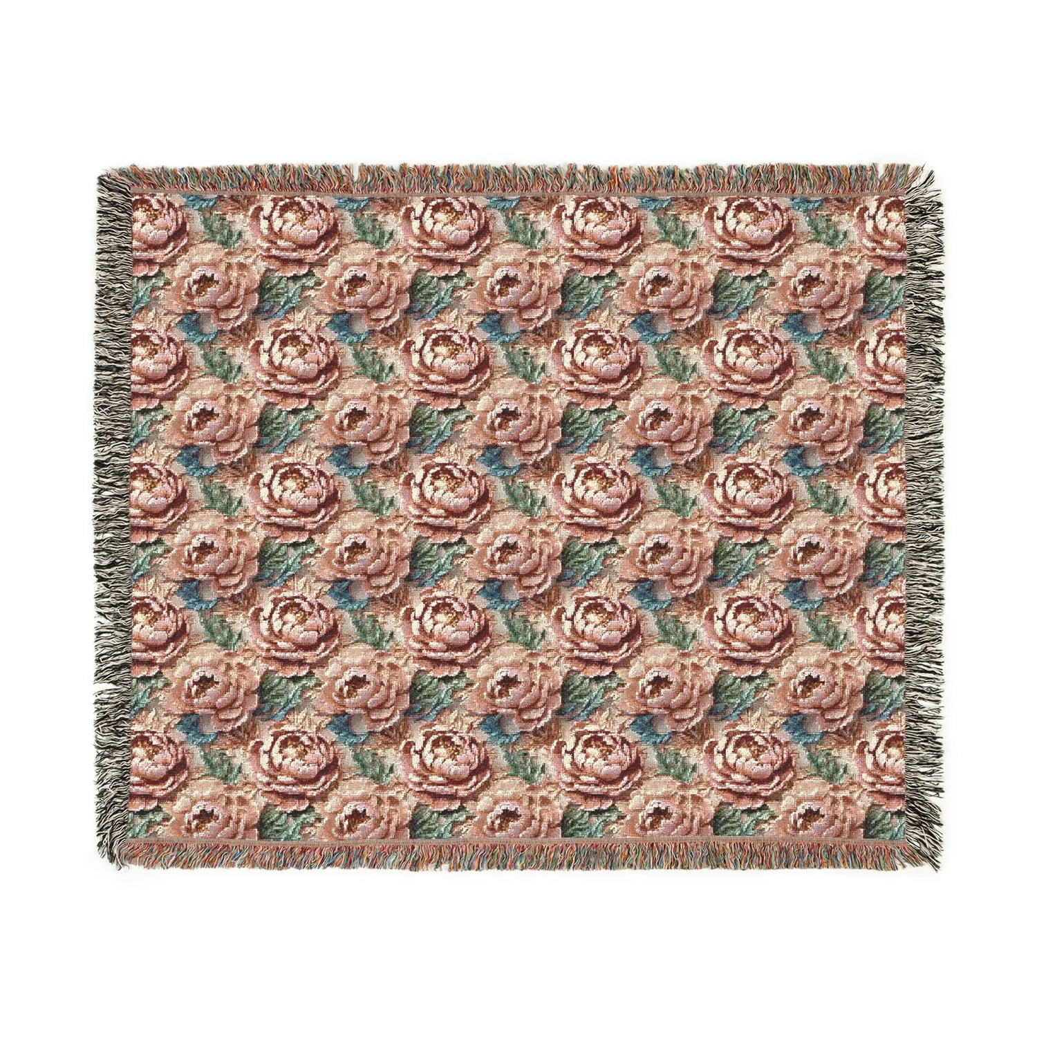 Floral Woven Blanket - Cozy Throw, Home Decor, Gift for Her, Wedding Present, Bohemian Style