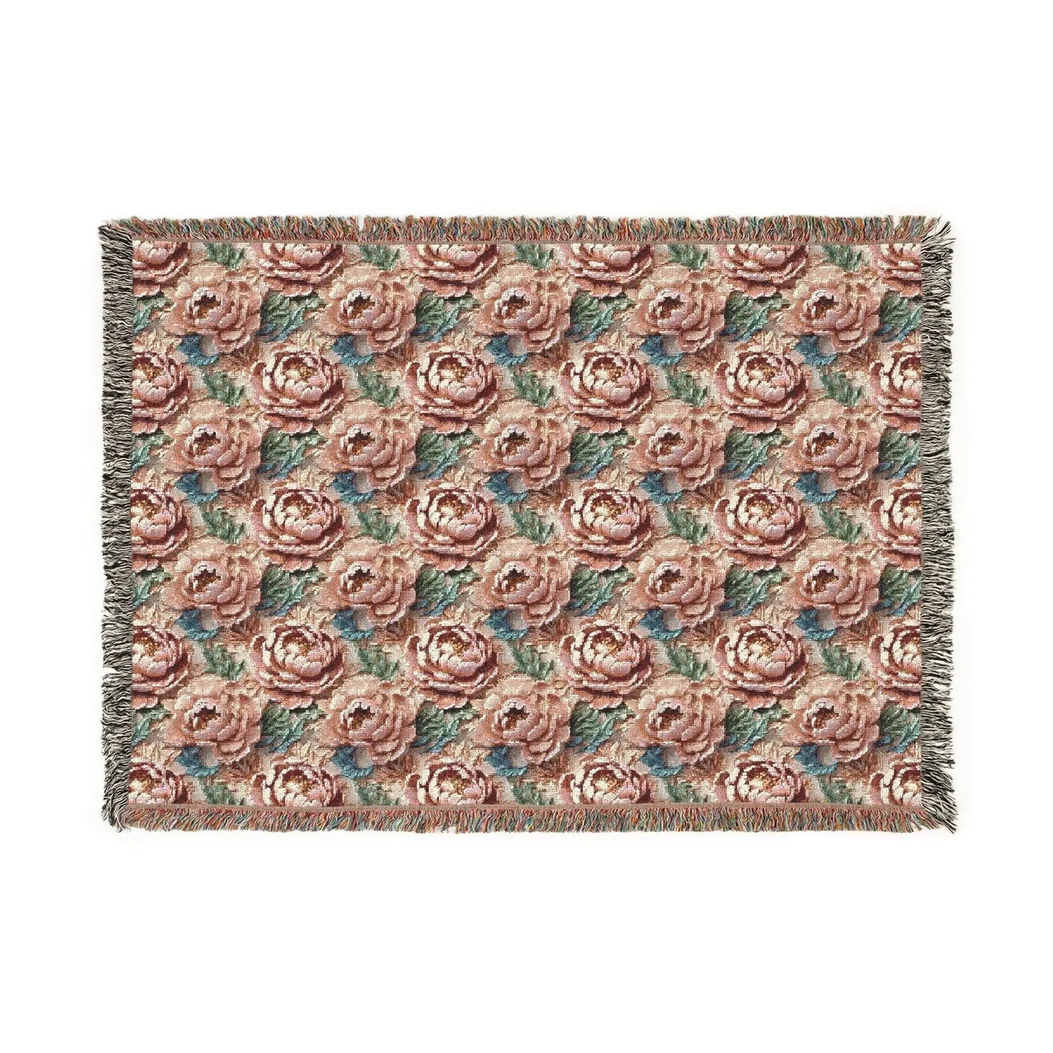 Floral Woven Blanket - Cozy Throw, Home Decor, Gift for Her, Wedding Present, Bohemian Style