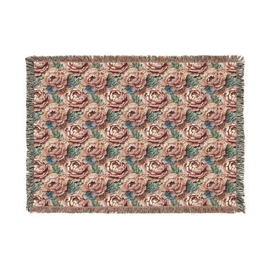 Floral Woven Blanket - Cozy Throw, Home Decor, Gift for Her, Wedding Present, Bohemian Style