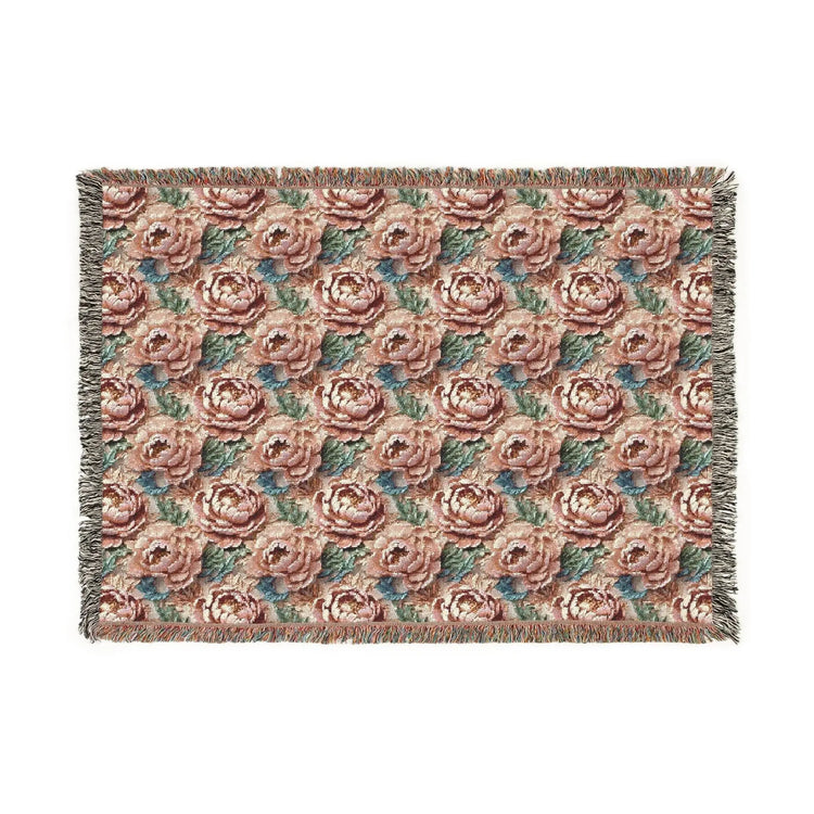 Floral Woven Blanket - Cozy Throw, Home Decor, Gift for Her, Wedding Present, Bohemian Style