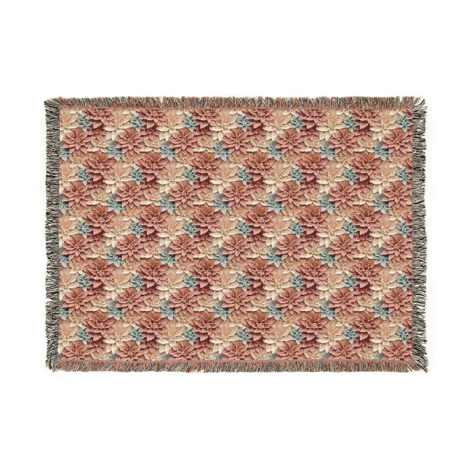 Boho Floral Woven Blanket, Cozy Throw for Home Decor, Gift for Housewarming, Rustic Blanket for Couch, All-Season Blanket