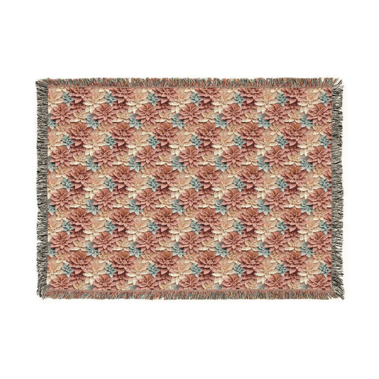 Boho Floral Woven Blanket, Cozy Throw for Home Decor, Gift for Housewarming, Rustic Blanket for Couch, All-Season Blanket