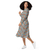 Stunning All-Over Floral 3D Print Long Sleeve Midi Dress – Elegance Meets Style All-over pattern casual fun dress