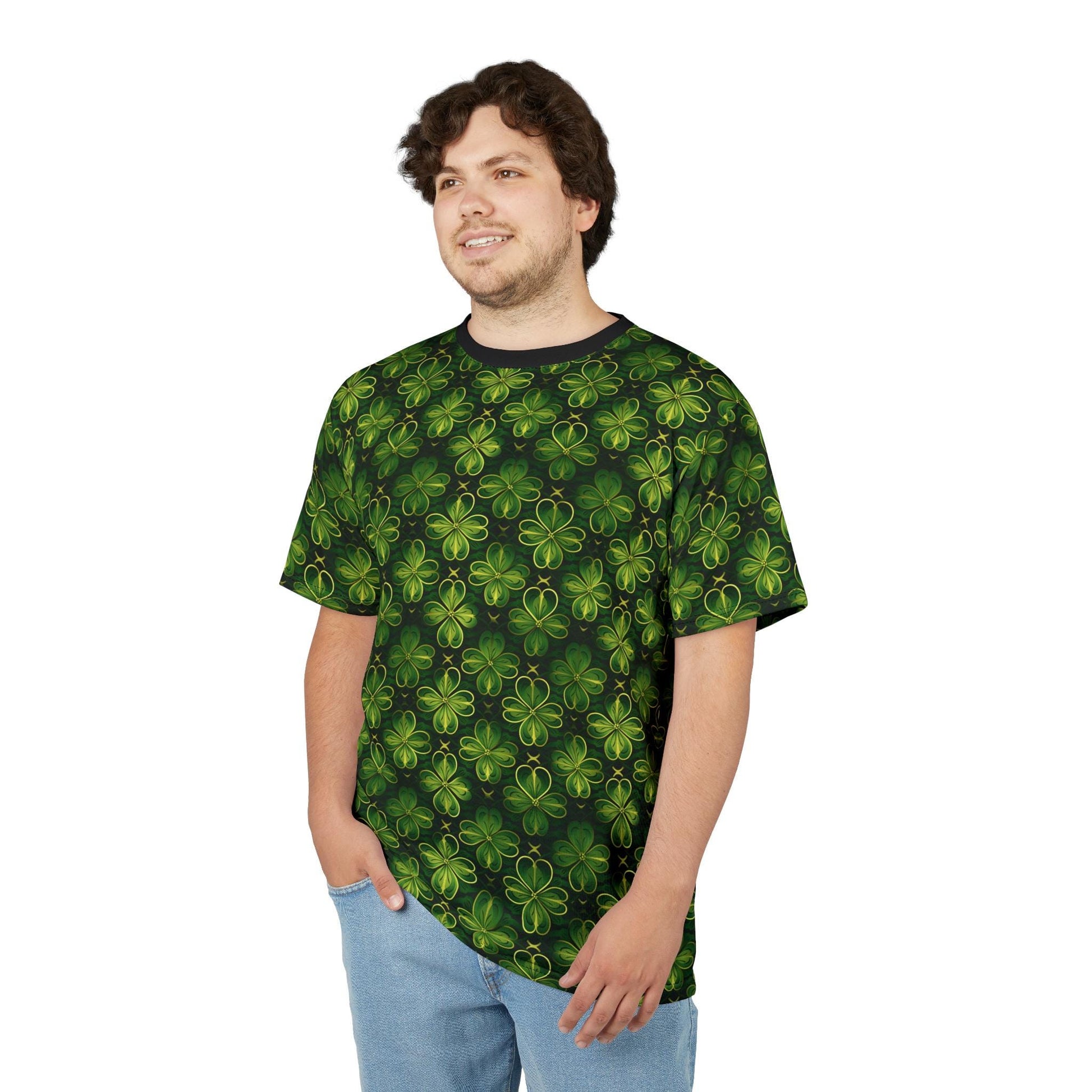 St. Patrick's Day Unisex Tee - Shamrock Cut & Sew T-Shirt, Green Floral Print Top, Celebrate Luck, Irish Pride Wear, Unique Gift Idea