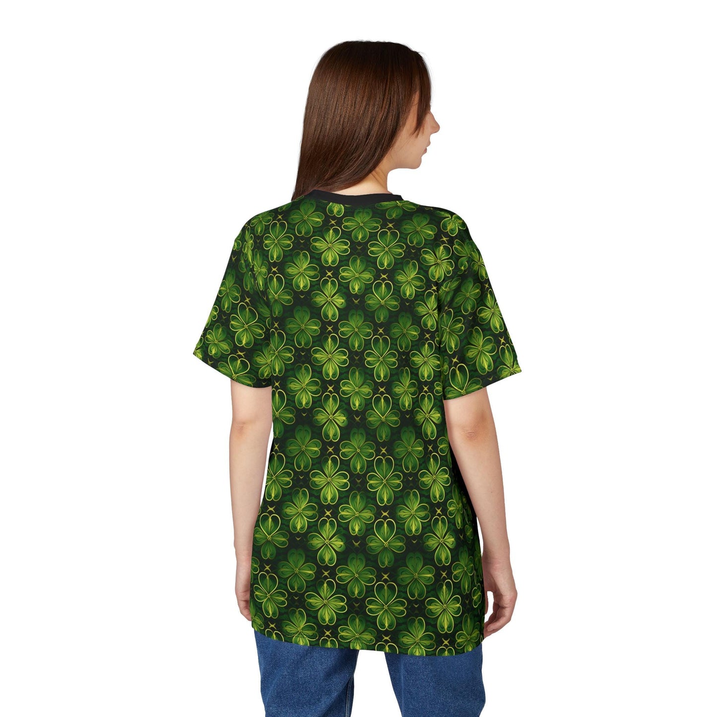 St. Patrick's Day Unisex Tee - Shamrock Cut & Sew T-Shirt, Green Floral Print Top, Celebrate Luck, Irish Pride Wear, Unique Gift Idea