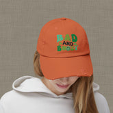 Bad and Boozy Distressed Cap, Perfect for St. Patricks Day, Casual Outings, Gift for Friends, Trendy Fashion Accessory, Unisex hat