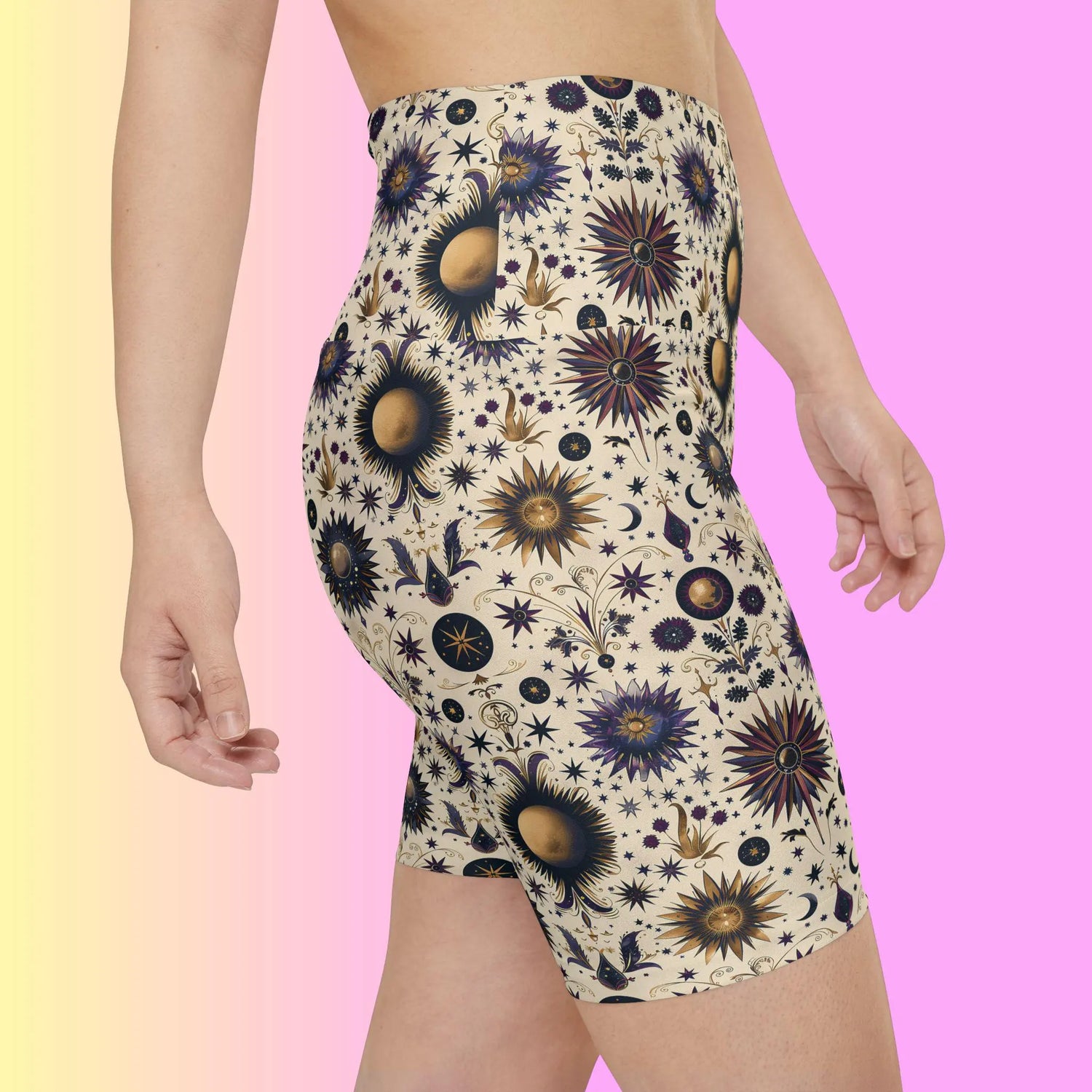 Bohemian Floral Workout Shorts, Comfortable Fitness Shorts, Yoga Bottoms, Activewear for Women, Summer Exercise Gear