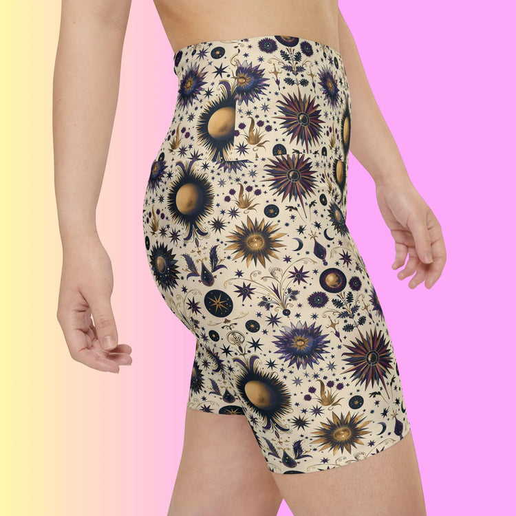 Bohemian Floral Workout Shorts, Comfortable Fitness Shorts, Yoga Bottoms, Activewear for Women, Summer Exercise Gear