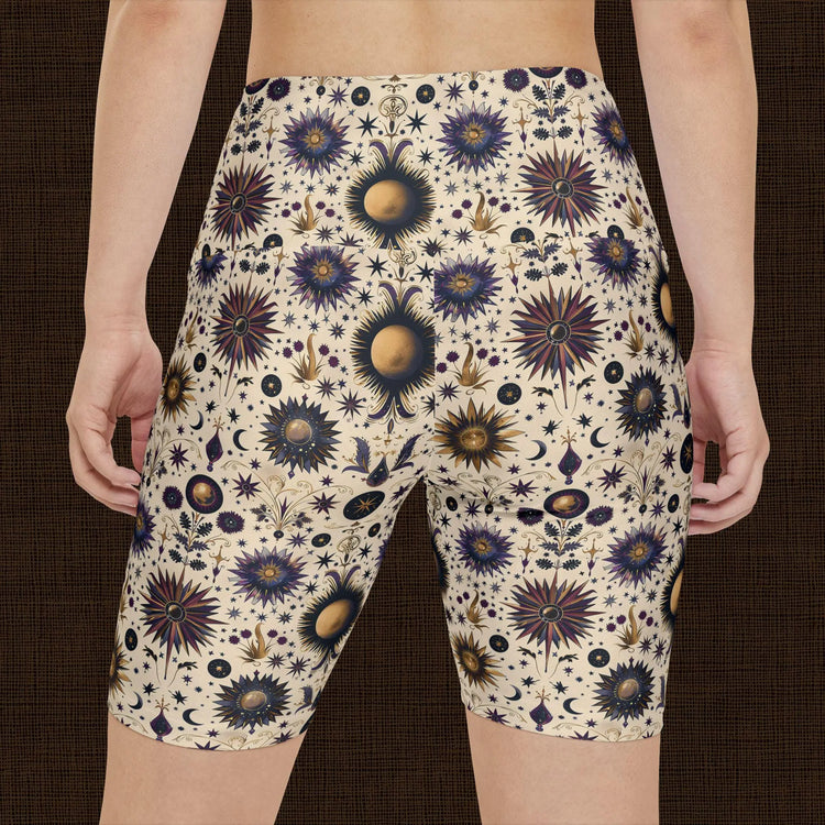 Bohemian Floral Workout Shorts, Comfortable Fitness Shorts, Yoga Bottoms, Activewear for Women, Summer Exercise Gear