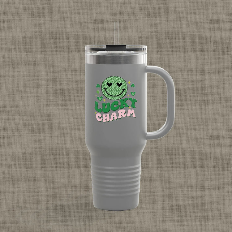 Lucky Charm Insulated Travel Mug, 40oz, Perfect for Coffee Lovers, Eco-Friendly Drinkware, Great Gift for Travelers, Fun Kitchen Accessory,
