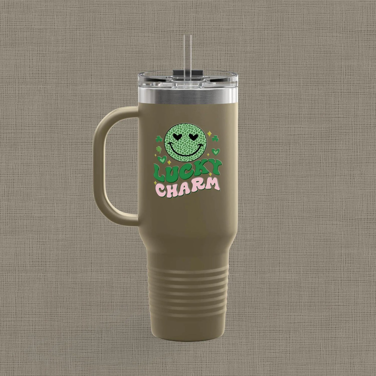 Lucky Charm Insulated Travel Mug, 40oz, Perfect for Coffee Lovers, Eco-Friendly Drinkware, Great Gift for Travelers, Fun Kitchen Accessory,