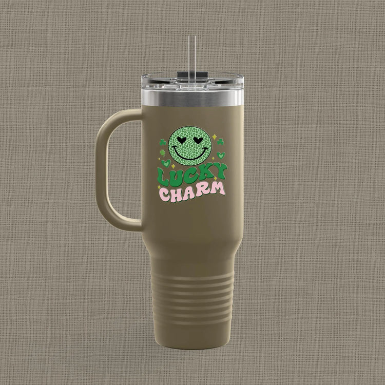 Lucky Charm Insulated Travel Mug, 40oz, Perfect for Coffee Lovers, Eco-Friendly Drinkware, Great Gift for Travelers, Fun Kitchen Accessory,