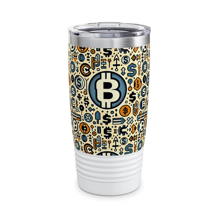 Crypto Coin Ringneck Tumbler, 20oz - Ideal for Bitcoin Lovers, Fun Gift for Finance Enthusiasts, Perfect for Parties, Travel, Home