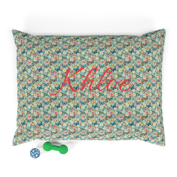 Floral Pet Bed for Dogs & Cats, Personalized Dog Bed with Butterflies, Cozy Pet Cushion, Unique Pet Gift, Home Decor for Pet Lovers
