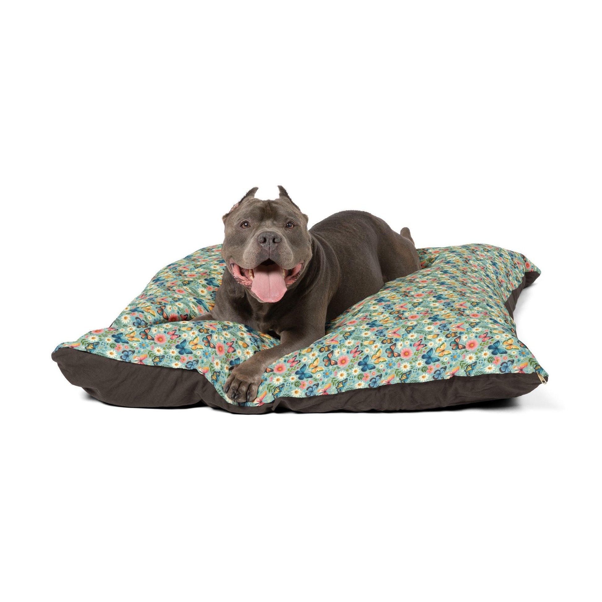 Floral Pet Bed for Dogs & Cats, Personalized Dog Bed with Butterflies, Cozy Pet Cushion, Unique Pet Gift, Home Decor for Pet Lovers